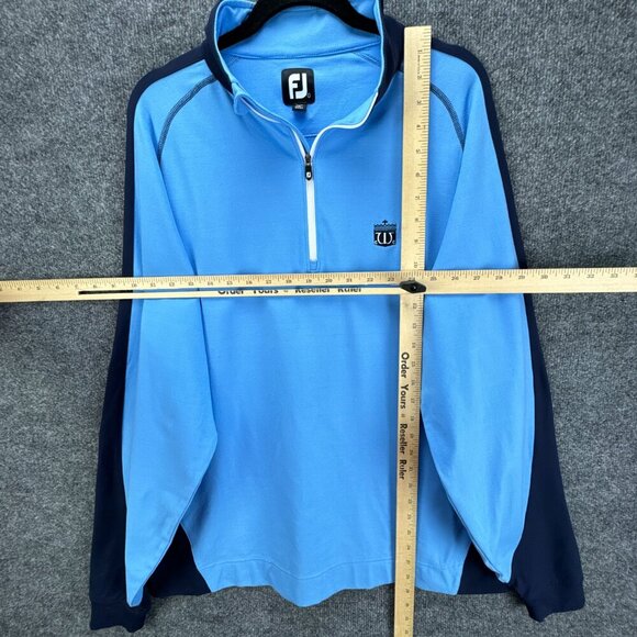 FJ Footjoy Jacket Mens Large Blue 1/4 Zip Pullover Golf Knit Stretch Long Sleeve - Picture 8 of 15